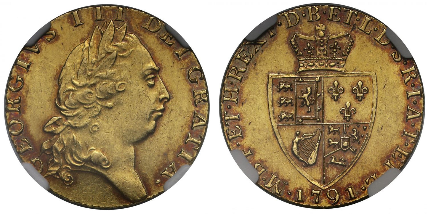 George III 1791 Guinea, MS61, fifth bust, spade reverse