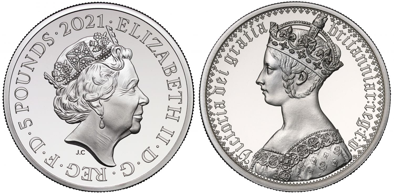 * Elizabeth II 2021 2oz silver PF70 UCAM FR Gothic Portrait