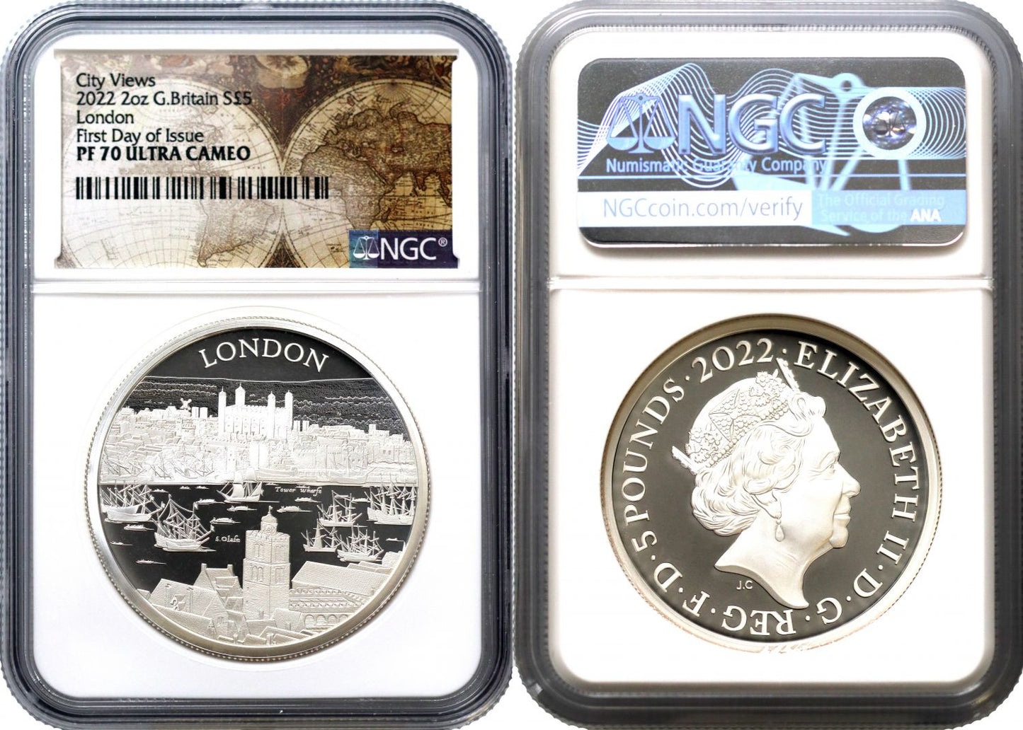 Elizabeth II 2022 silver PF70 UC FDI 2oz London City Views