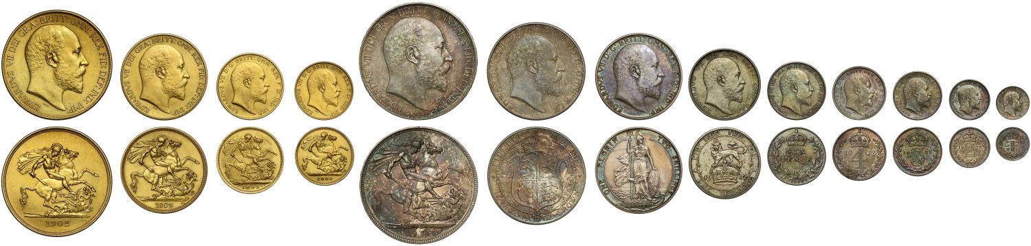 Edward VII 1902 13-coin matt proof Set, Coronation issue