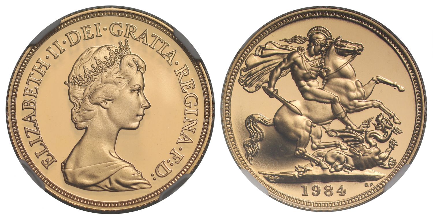 Elizabeth II 1984 proof Sovereign PF70 UCAM
