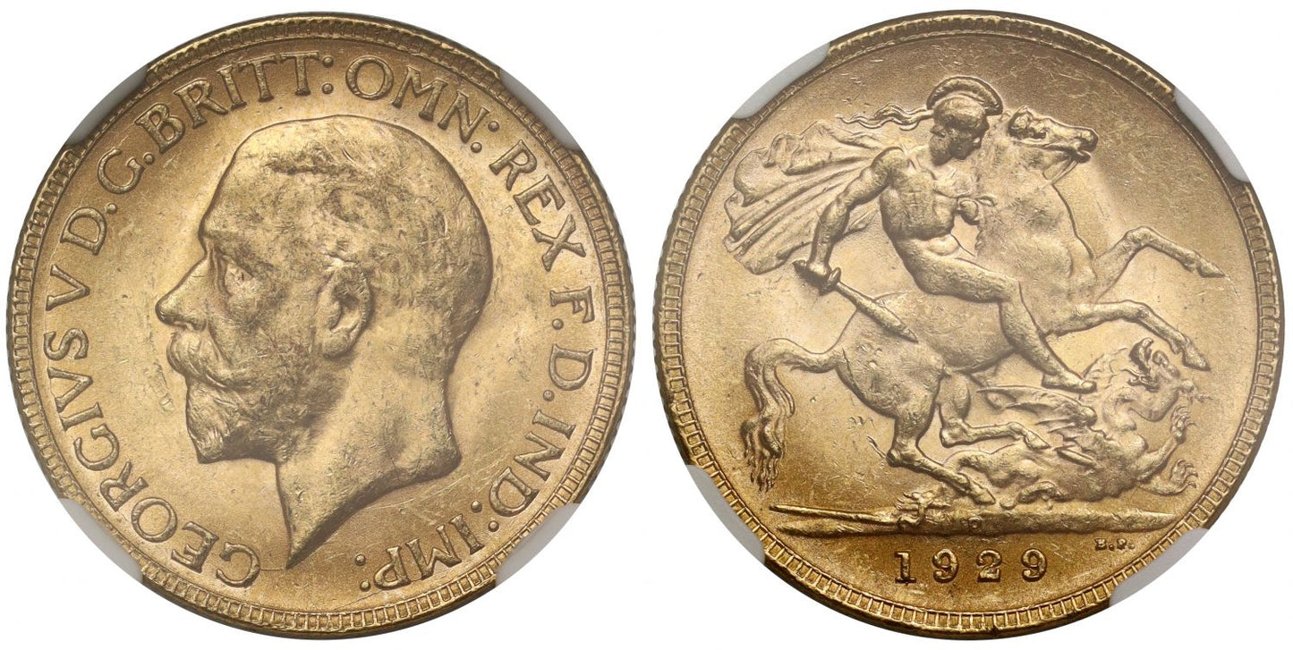 George V 1929-P Sovereign Perth Mint MS63