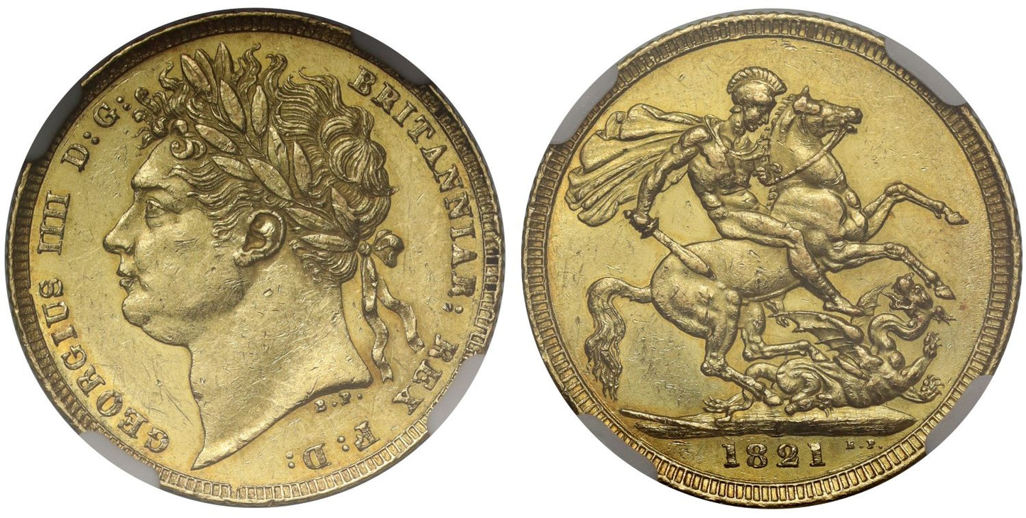 George IV 1821 Sovereign, first year of issue for reign, MS60