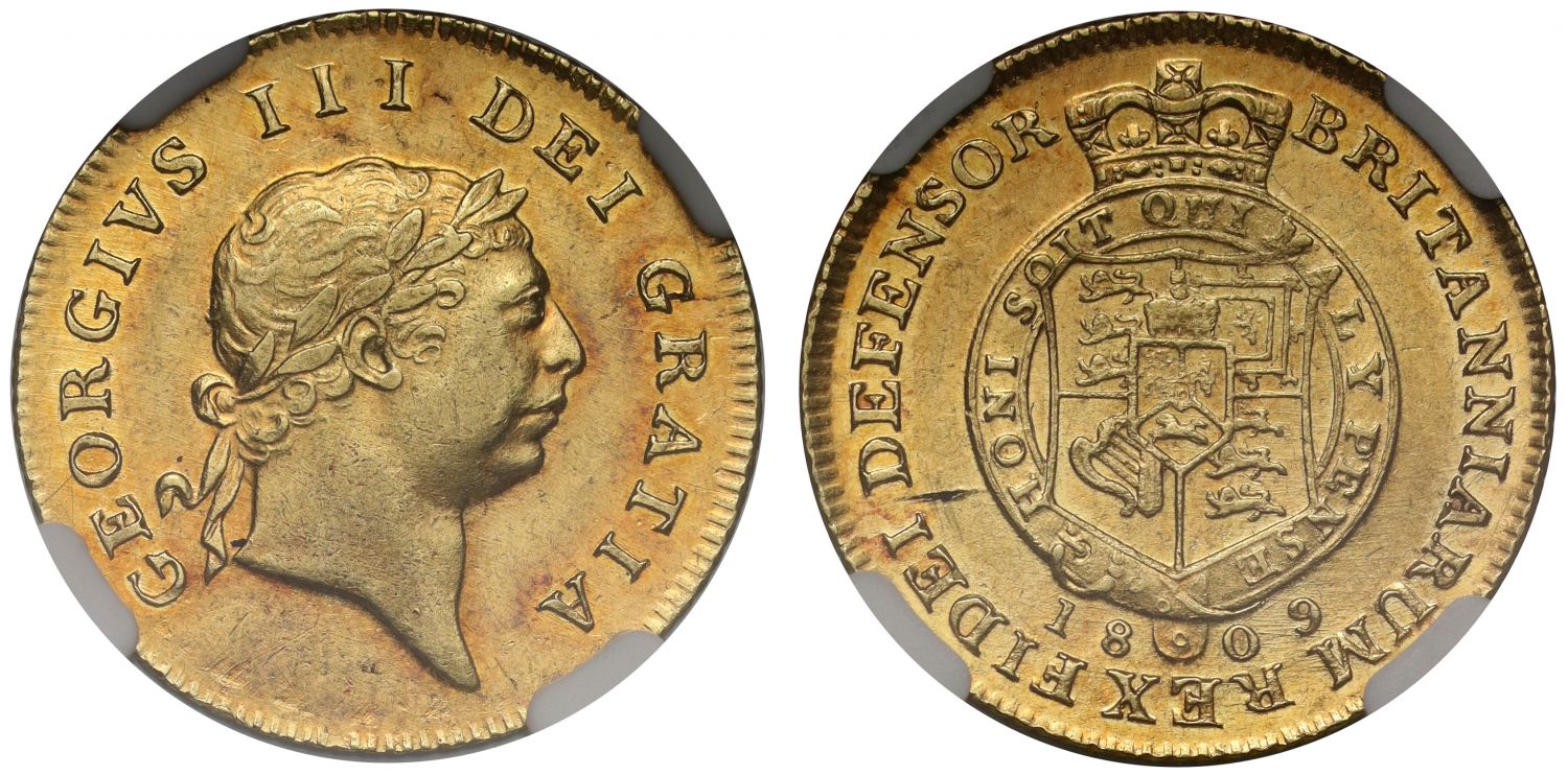 George III 1809 Half-Guinea, final type, AU55