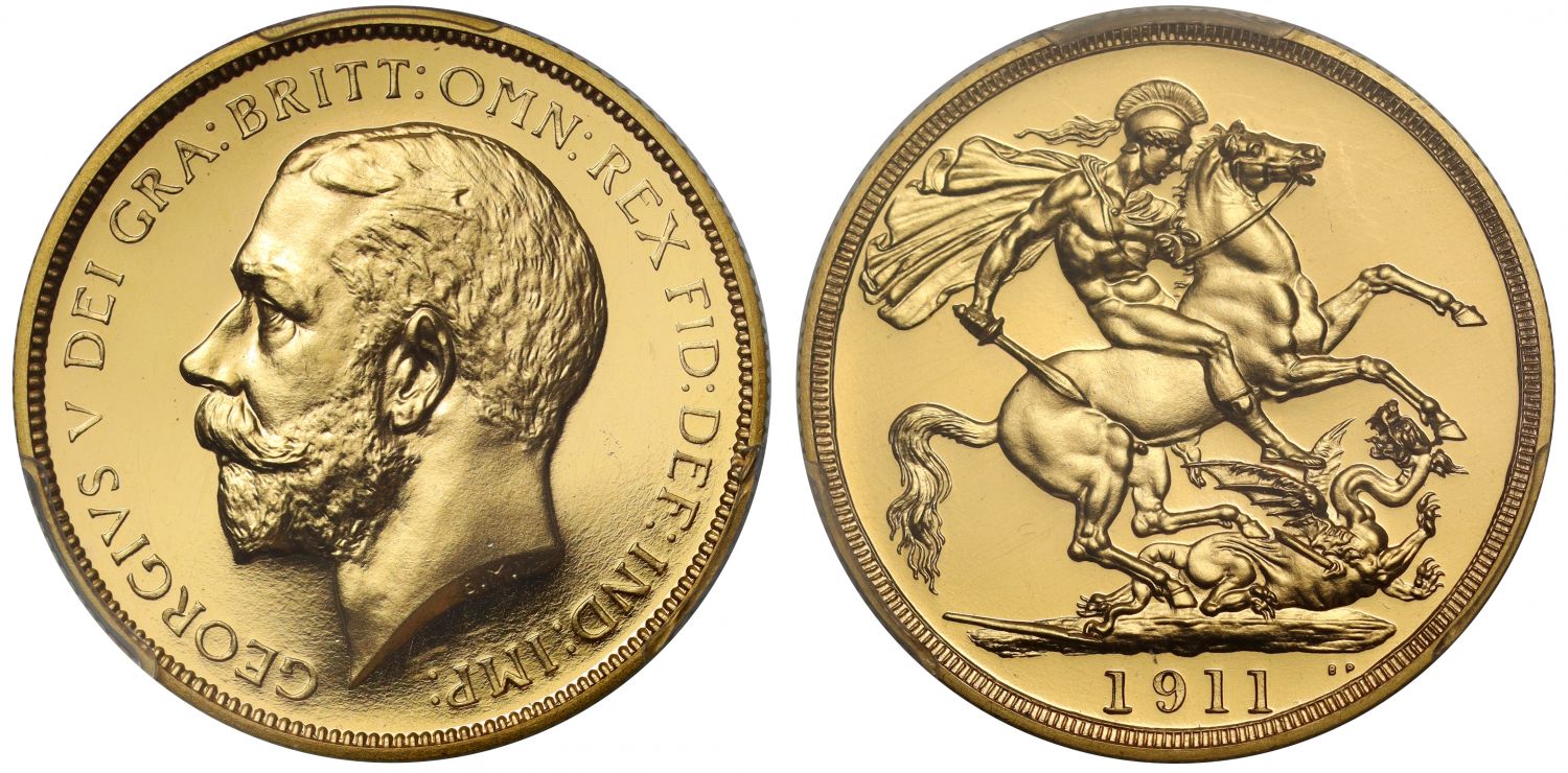 George V 1911 proof Two-Pounds PR65 CAM, Coronation issue