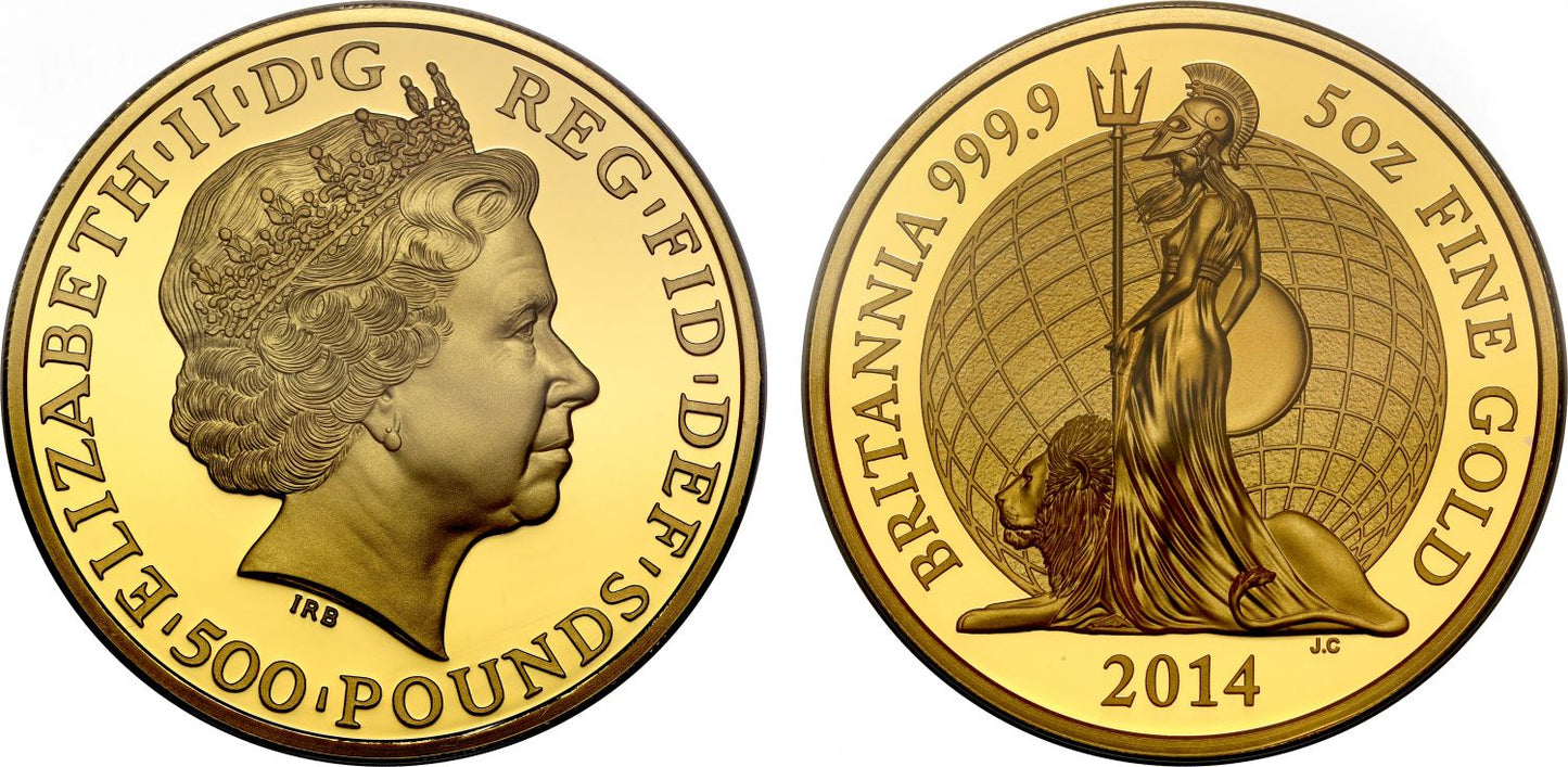 Elizabeth II 2014 gold proof 5oz Britannia PF69 UCAM