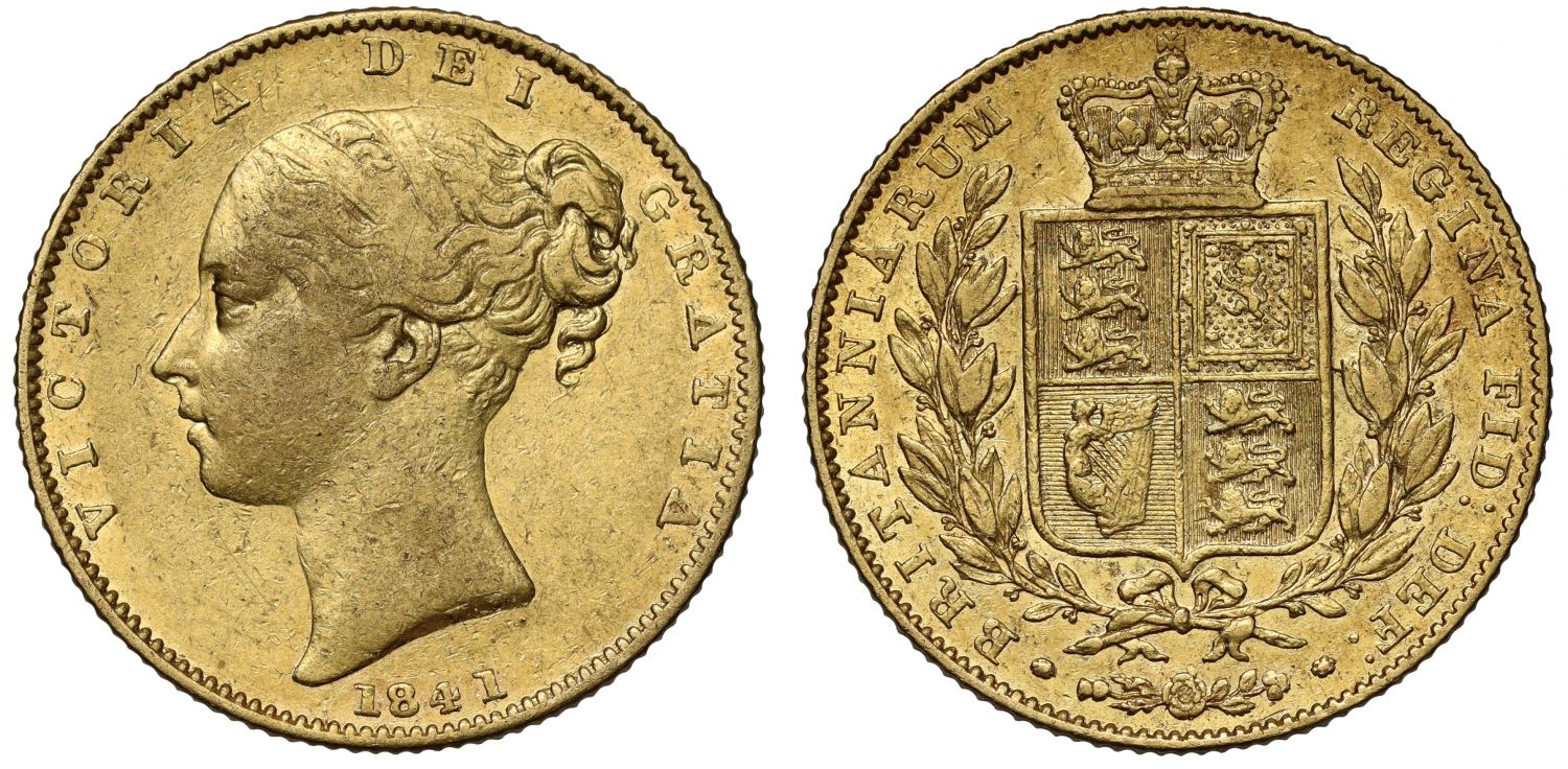 Victoria 1841 Sovereign, unbarred As in GRATIA, rarest London date for reign