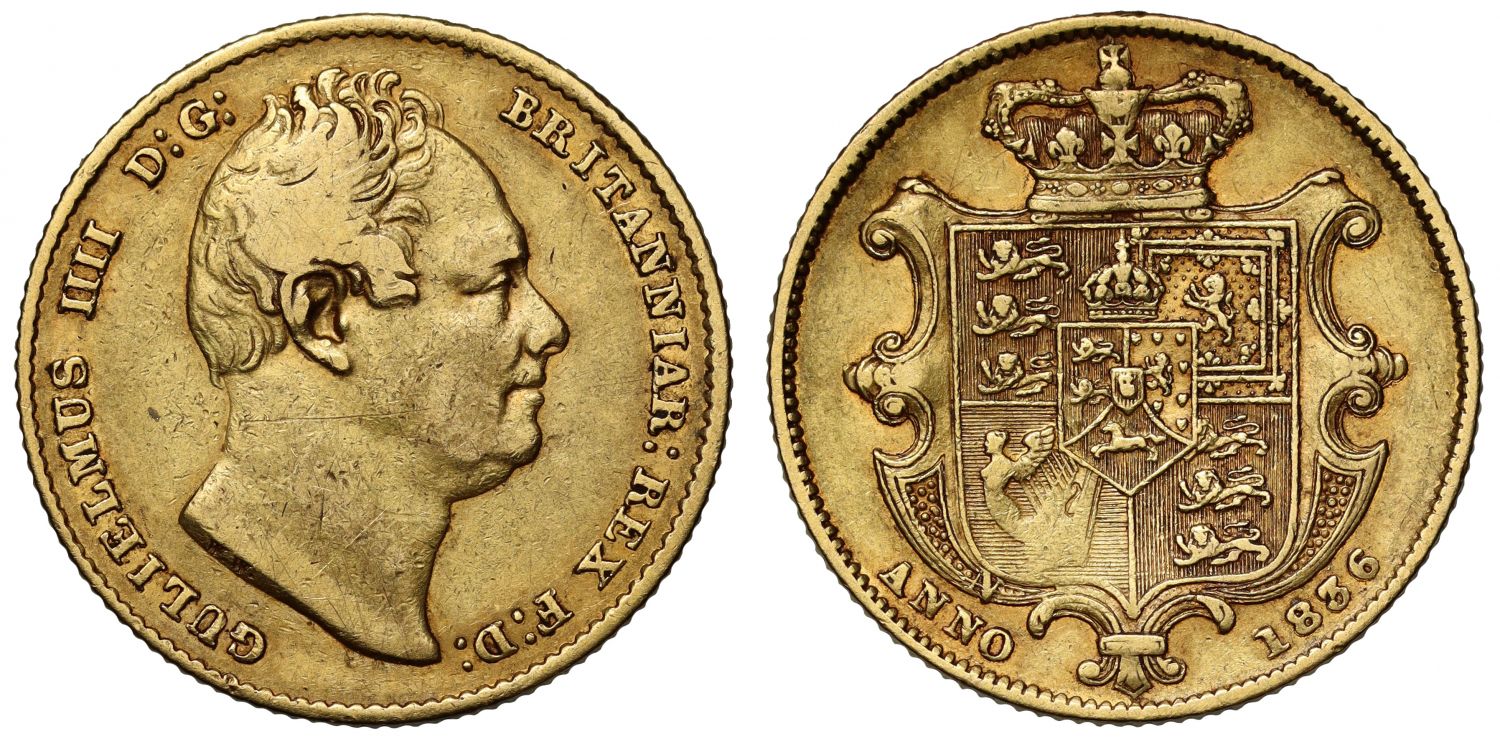 William IV 1836 Sovereign N of ANNO in shield error, extremely rare