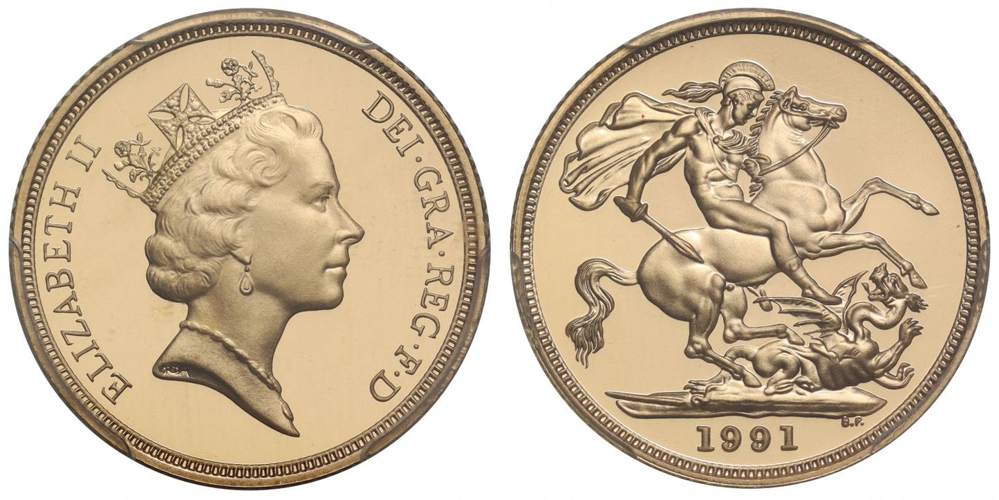 Elizabeth II 1991 proof Sovereign PR70 DCAM