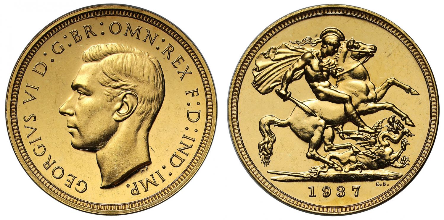 George VI 1937 proof Sovereign PF62 Coronation issue