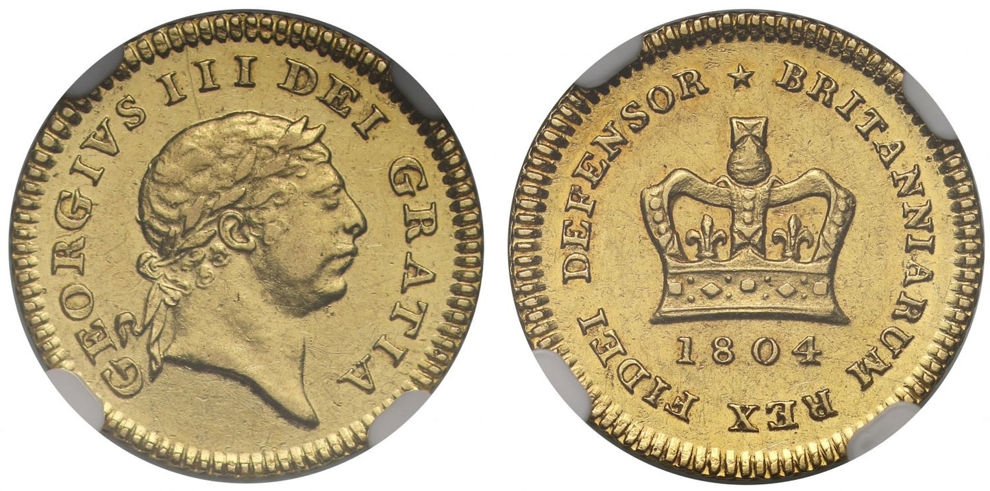 George III 1804 Third-Guinea, first year for third type AU58