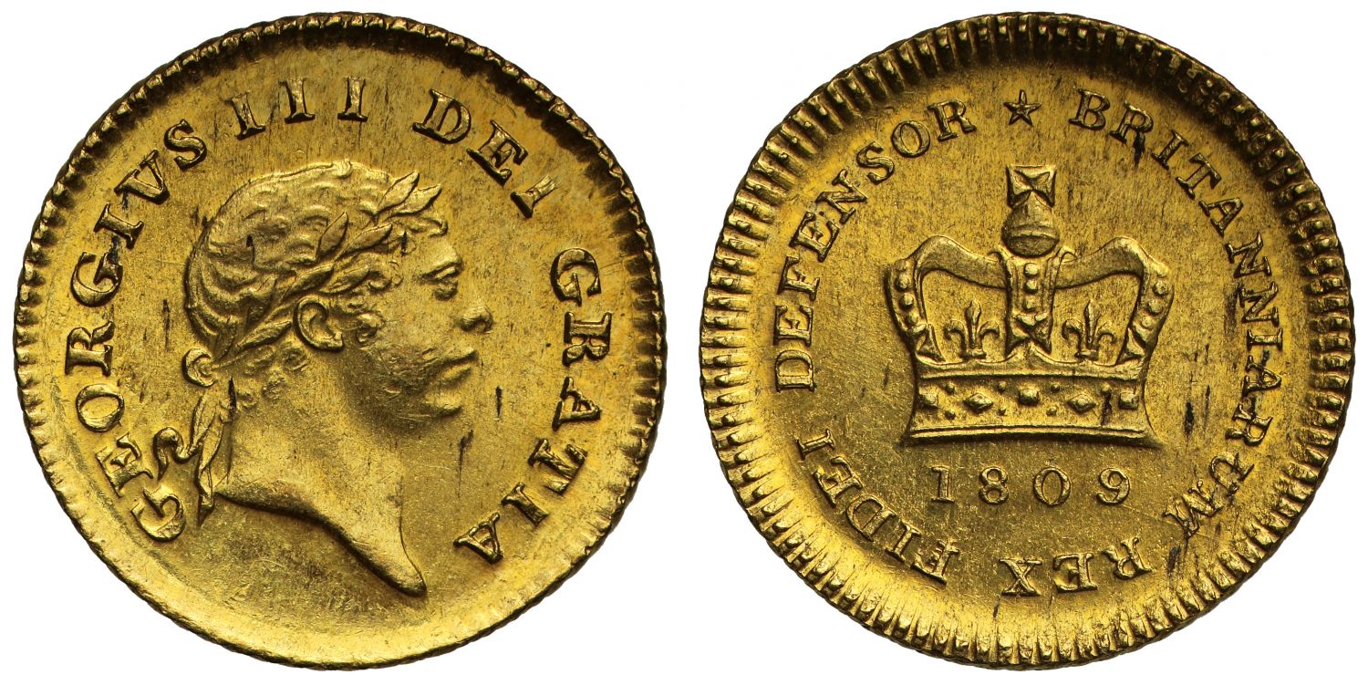 George III 1809 Third-Guinea MS62, third type, second bust