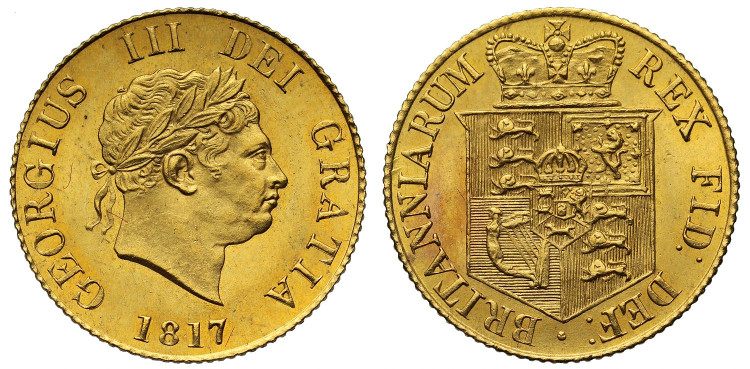 George III 1817 Half-Sovereign, first year of the modern Half Sovereign