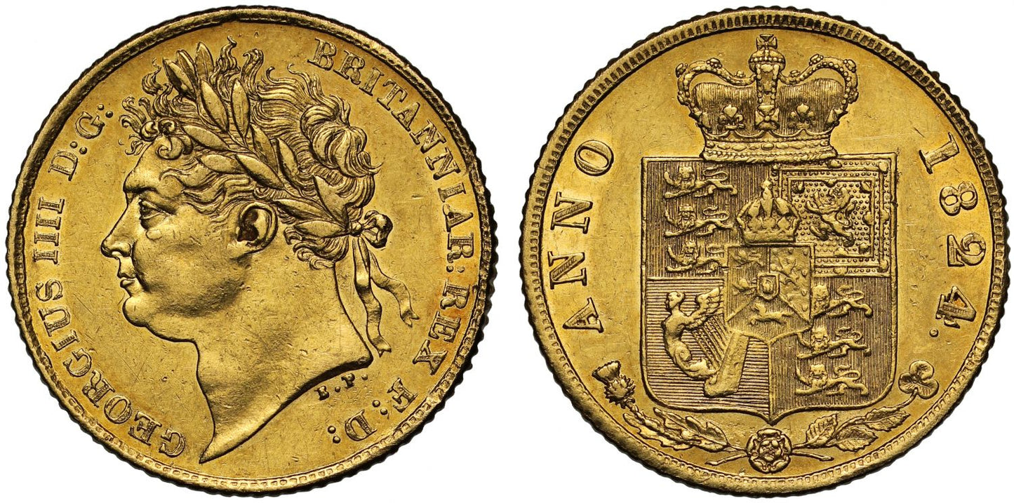 George IV 1824 Half-Sovereign, scarce date for denomination
