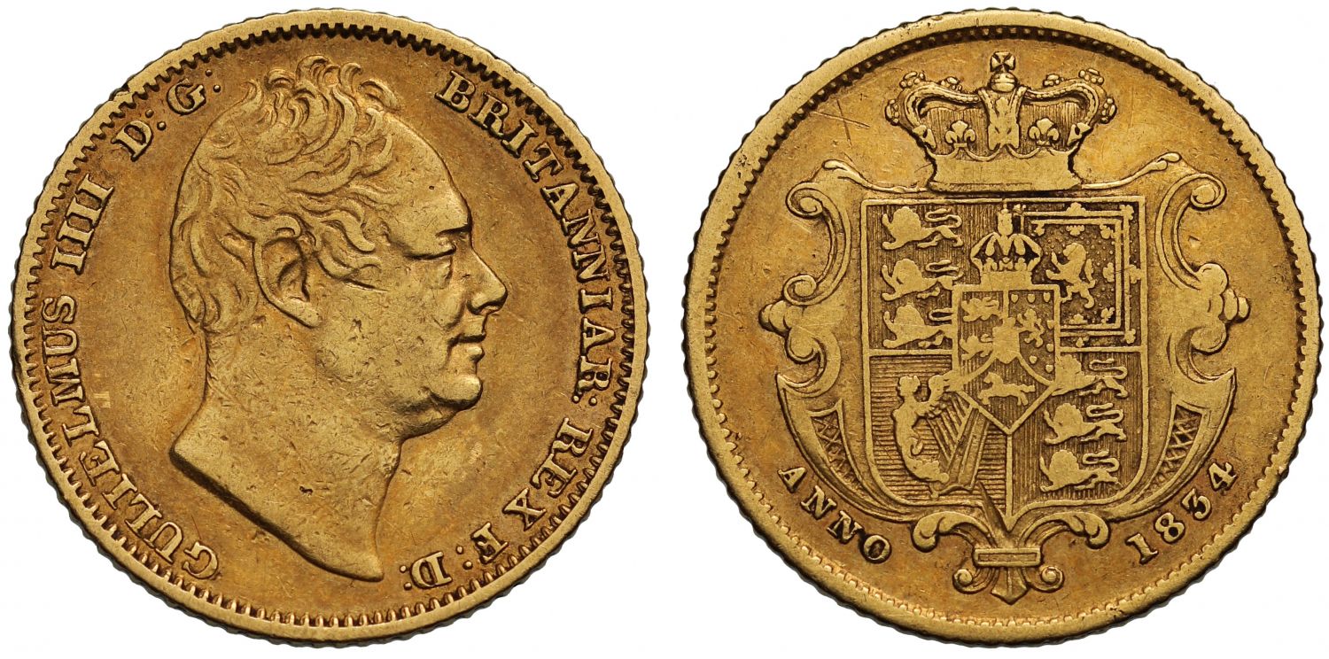 William IV 1834 Half-Sovereign, small module issue one year only type
