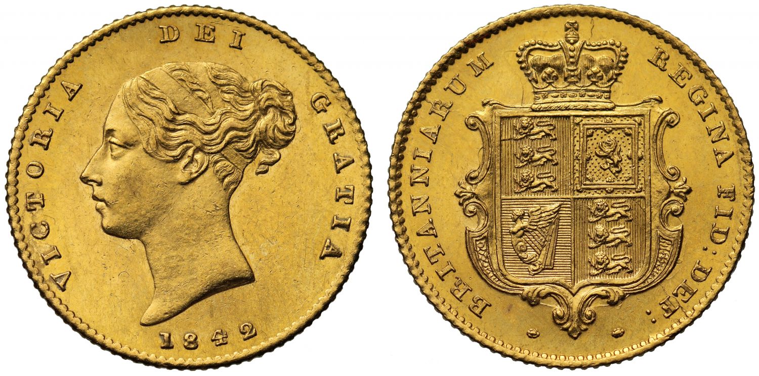 Victoria 1842 Half-Sovereign, third year of issue, first young head