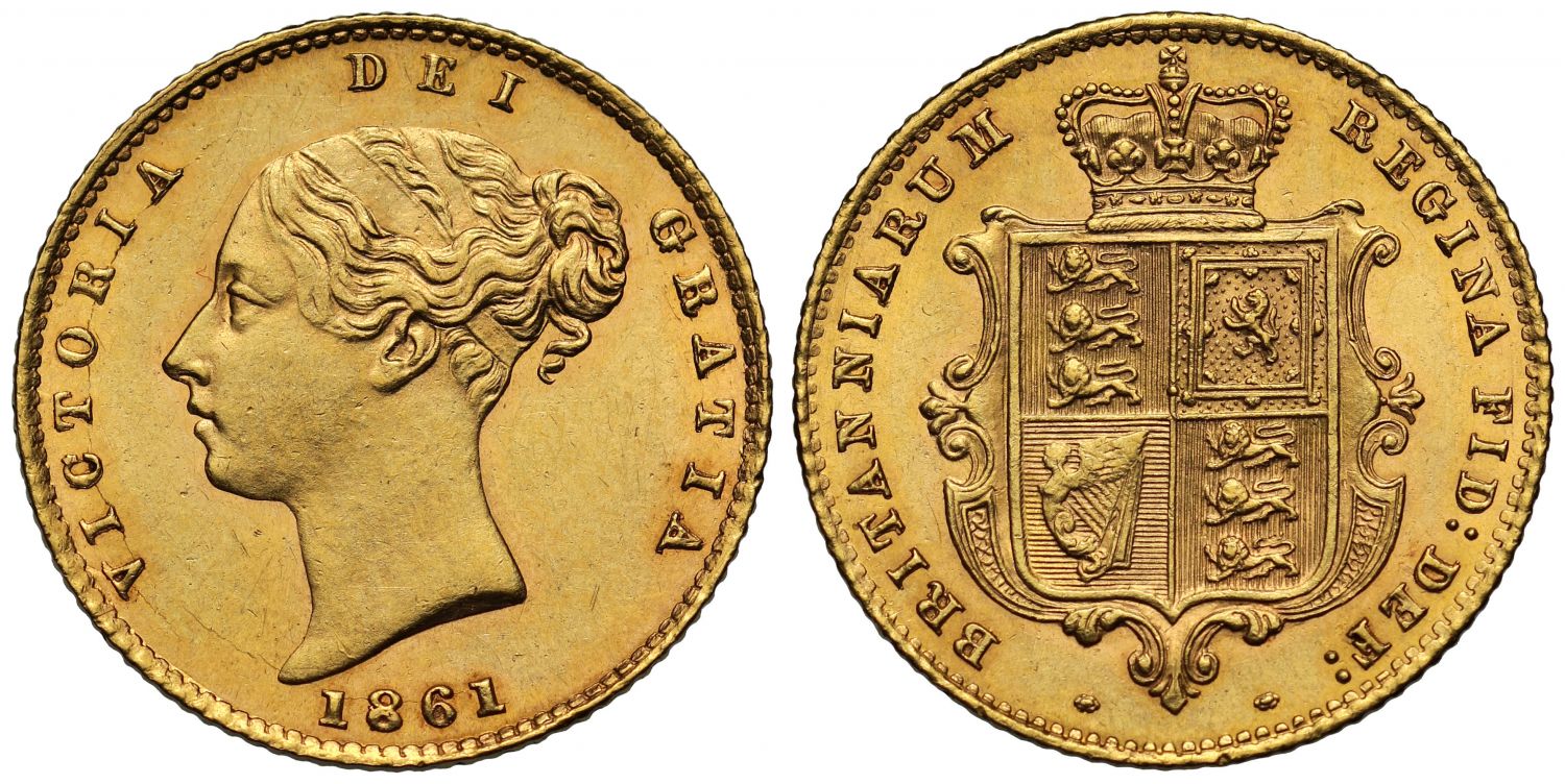 Victoria 1861 Half-Sovereign, second larger young head