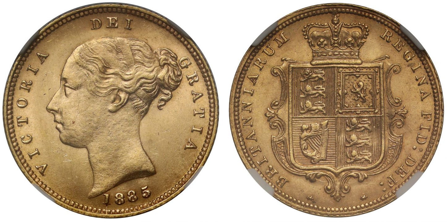 Victoria 1885 Half-Sovereign fifth young head MS63