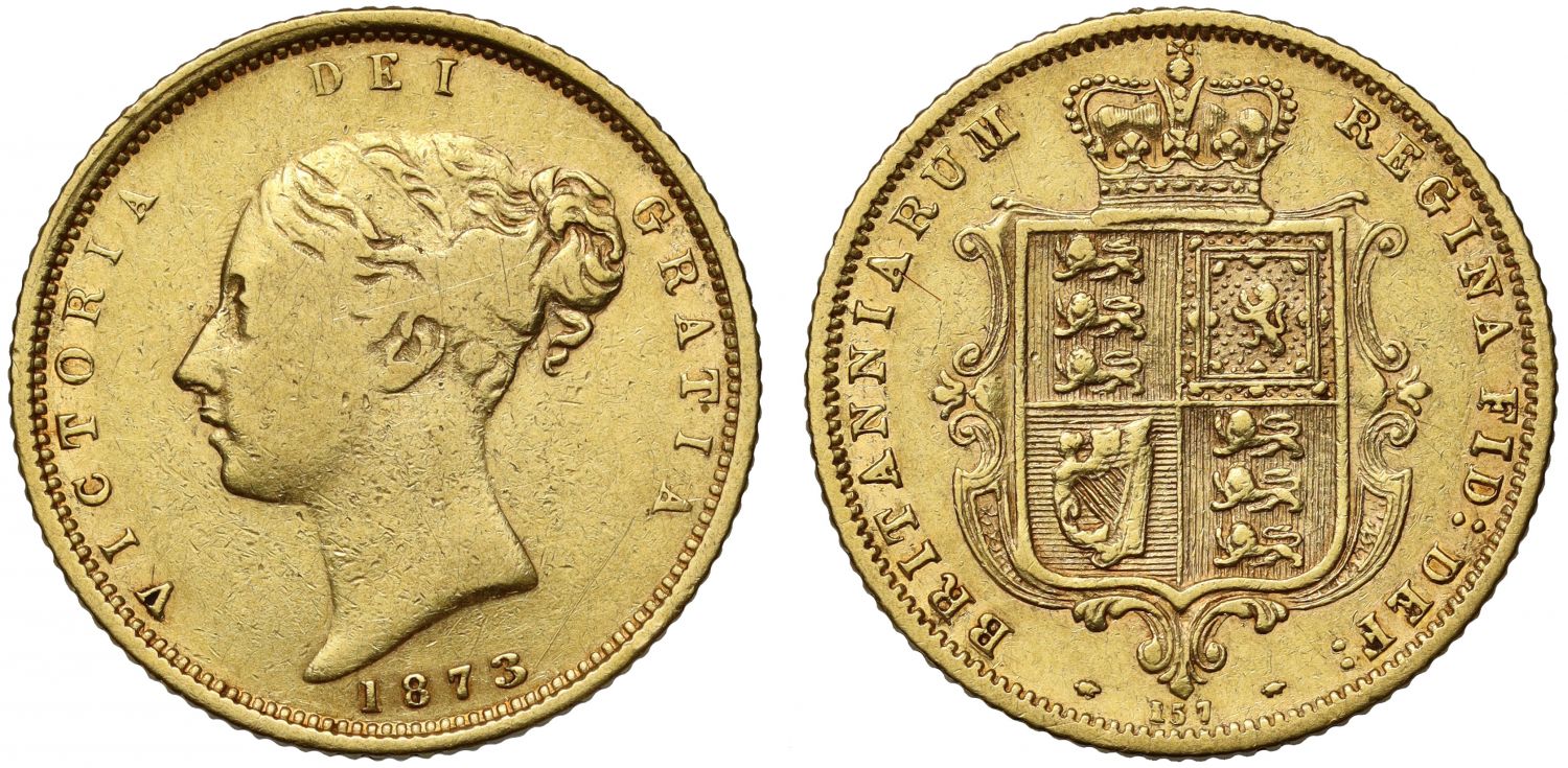 Victoria 1873 Half-Sovereign die no. 157, die number unlisted in Marsh & Bull