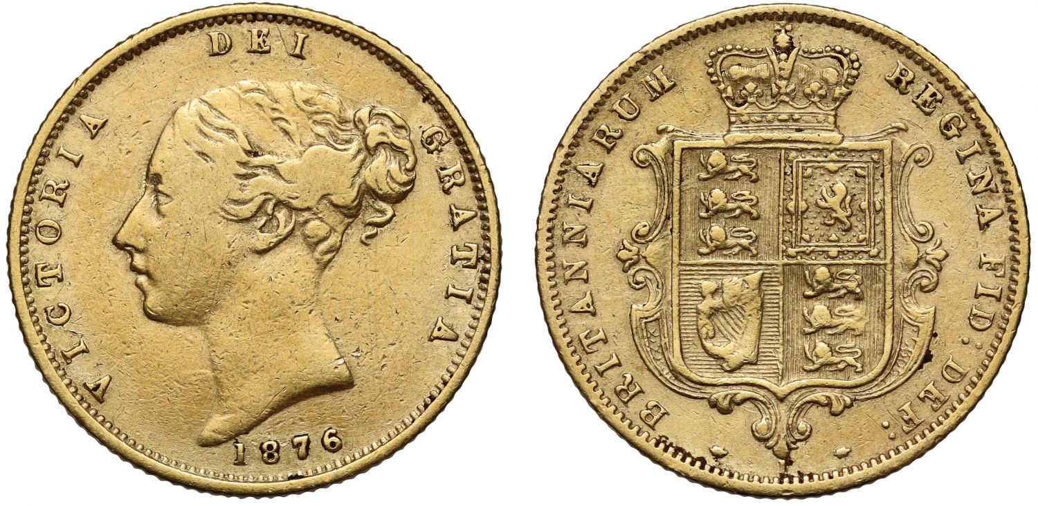 Victoria 1876 Half-Sovereign die no. 1, unlisted die number in Marsh & Bull