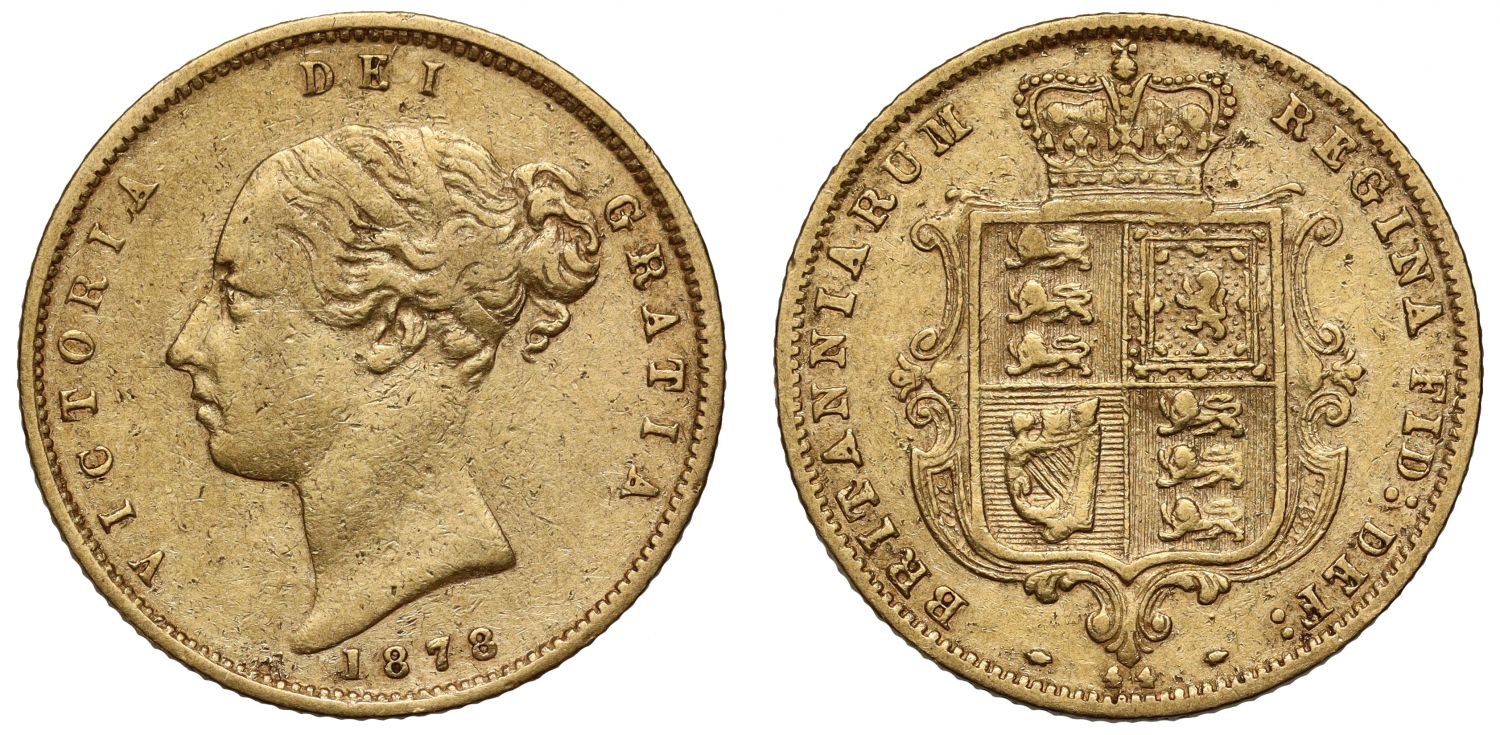Victoria 1878 Half-Sovereign die no. 44, unlisted die number  in Marsh and Bull