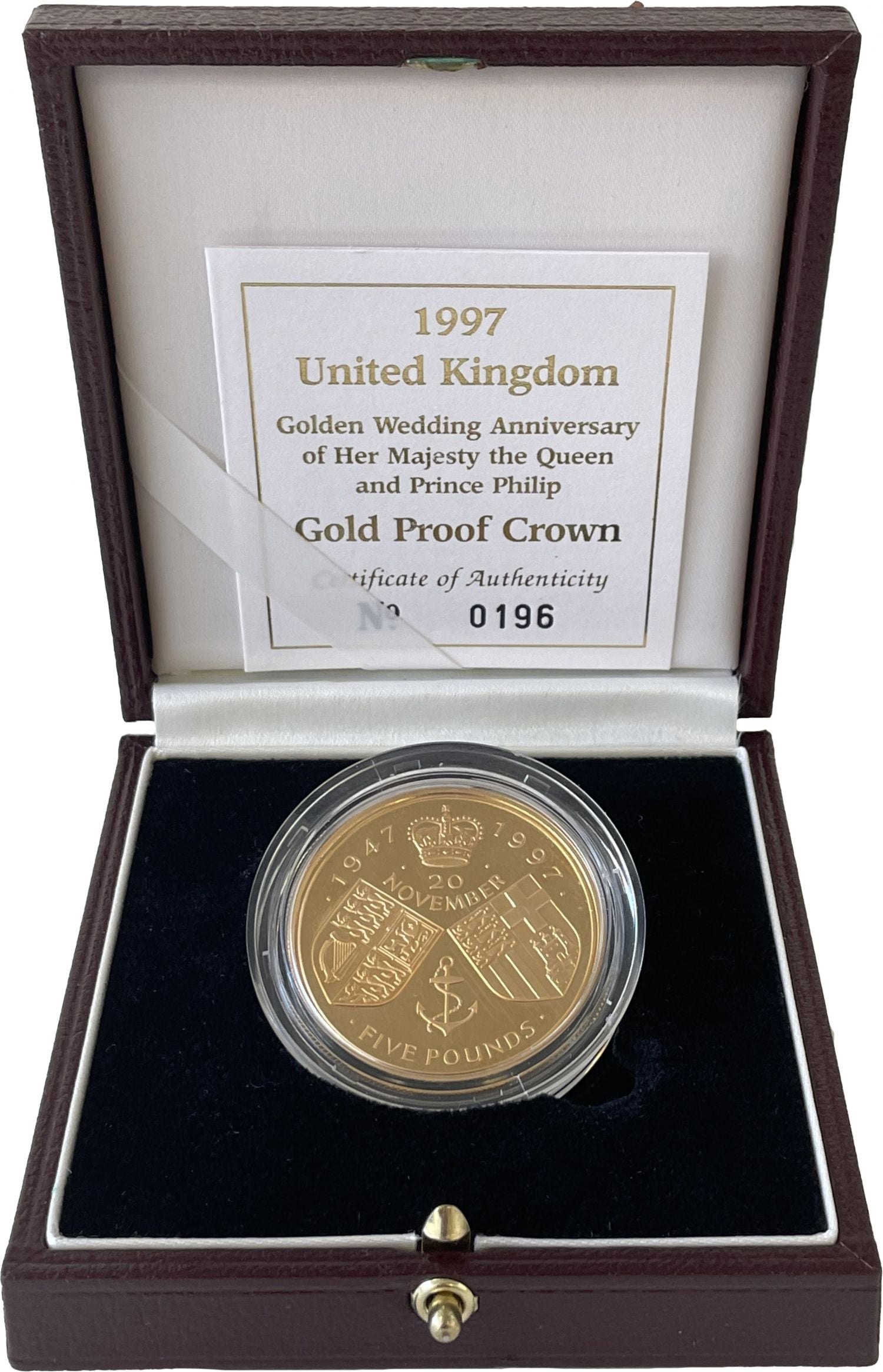 Elizabeth II 1997 proof Five-Pounds Wedding Anniversary
