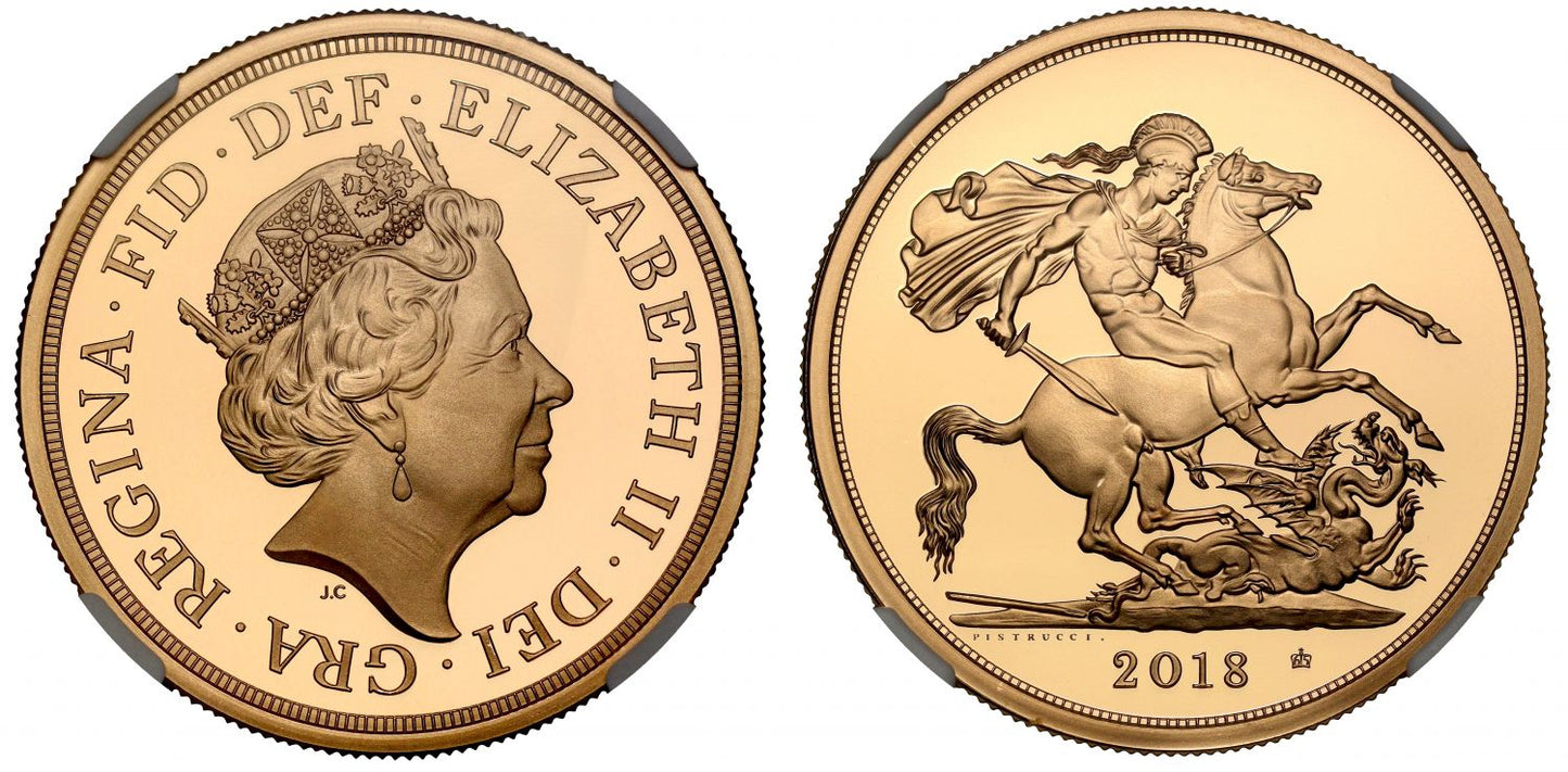 Elizabeth II 2018 PF70 UCAM Five-Pounds Sapphire Anniversary Privy