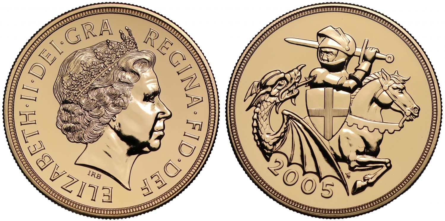Elizabeth II 2005 gold Five-Pounds BU