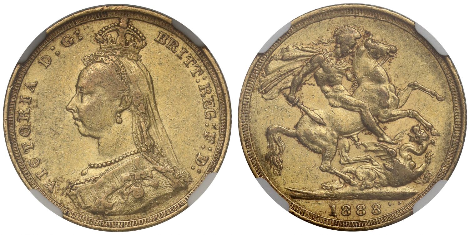 Victoria 1888-S Sovereign, Sydney, AU53, hooked J, 1st legend, DISH S8, R6