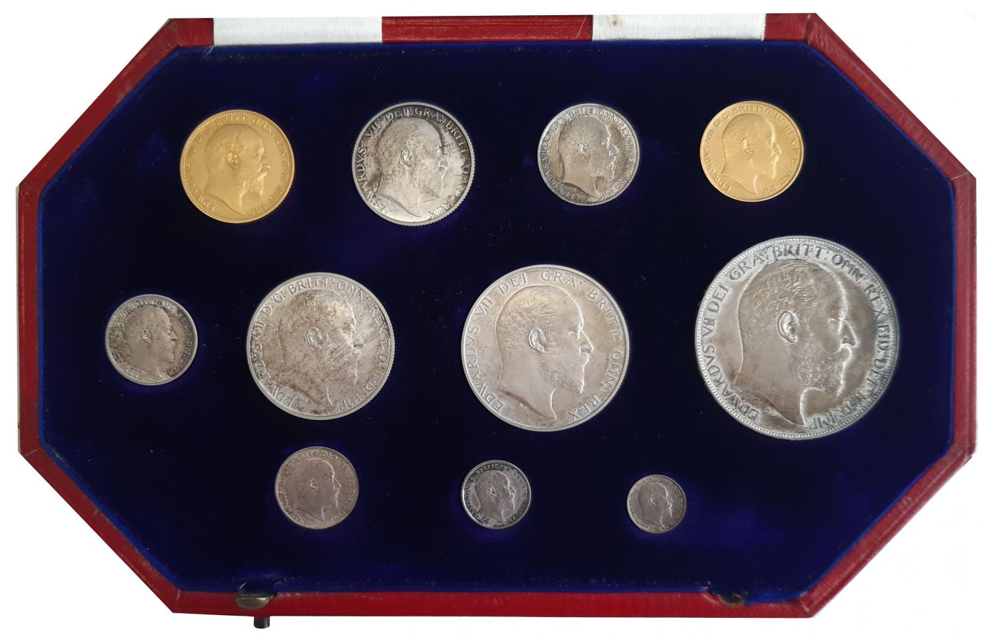 Edward VII 1902 "short gold" 11-coin matt finish proof Set coronation issue