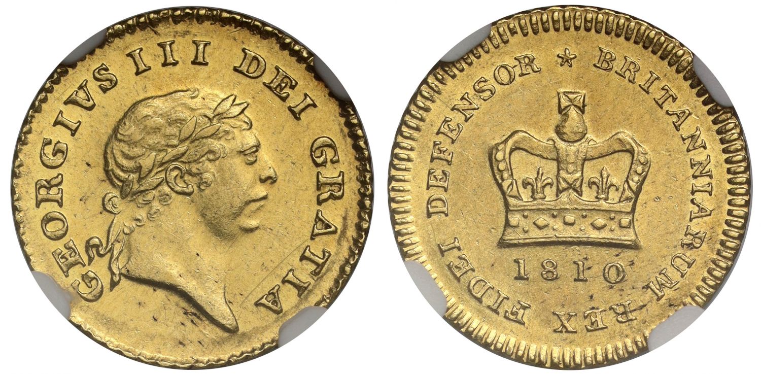 George III 1810 Third-Guinea, third type, AU58
