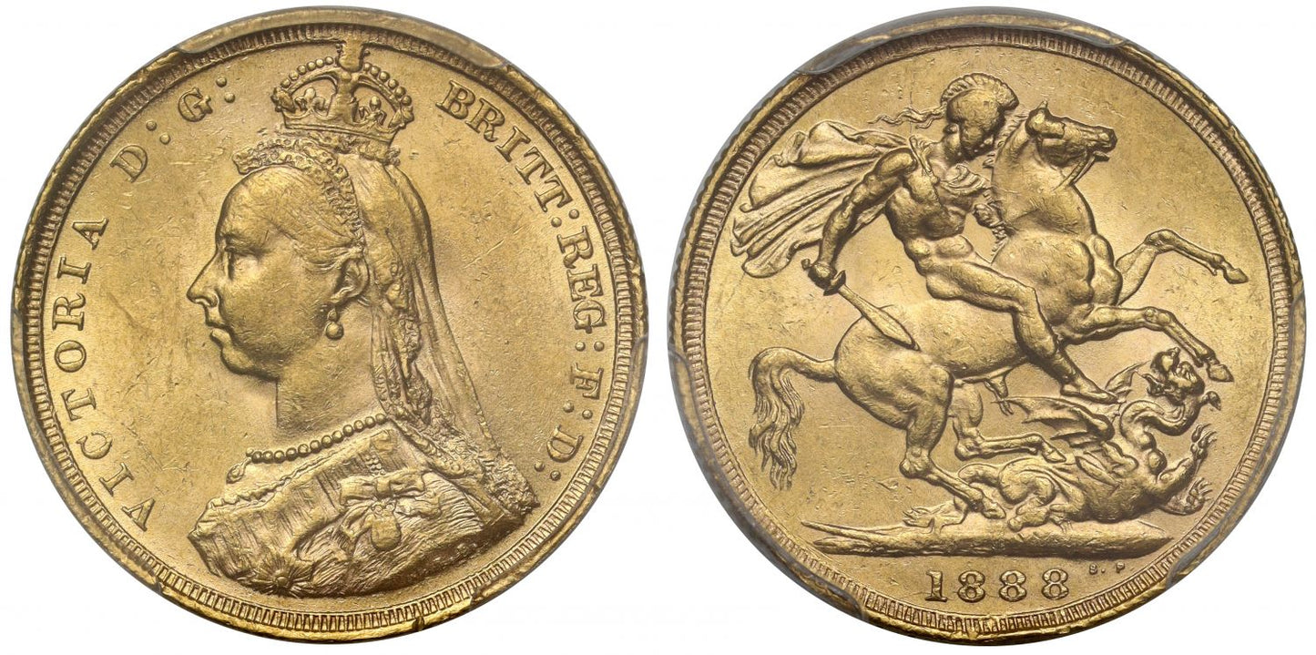 Victoria 1888-S Sovereign Sydney Mint, DISH S8 R6, PCGS MS61