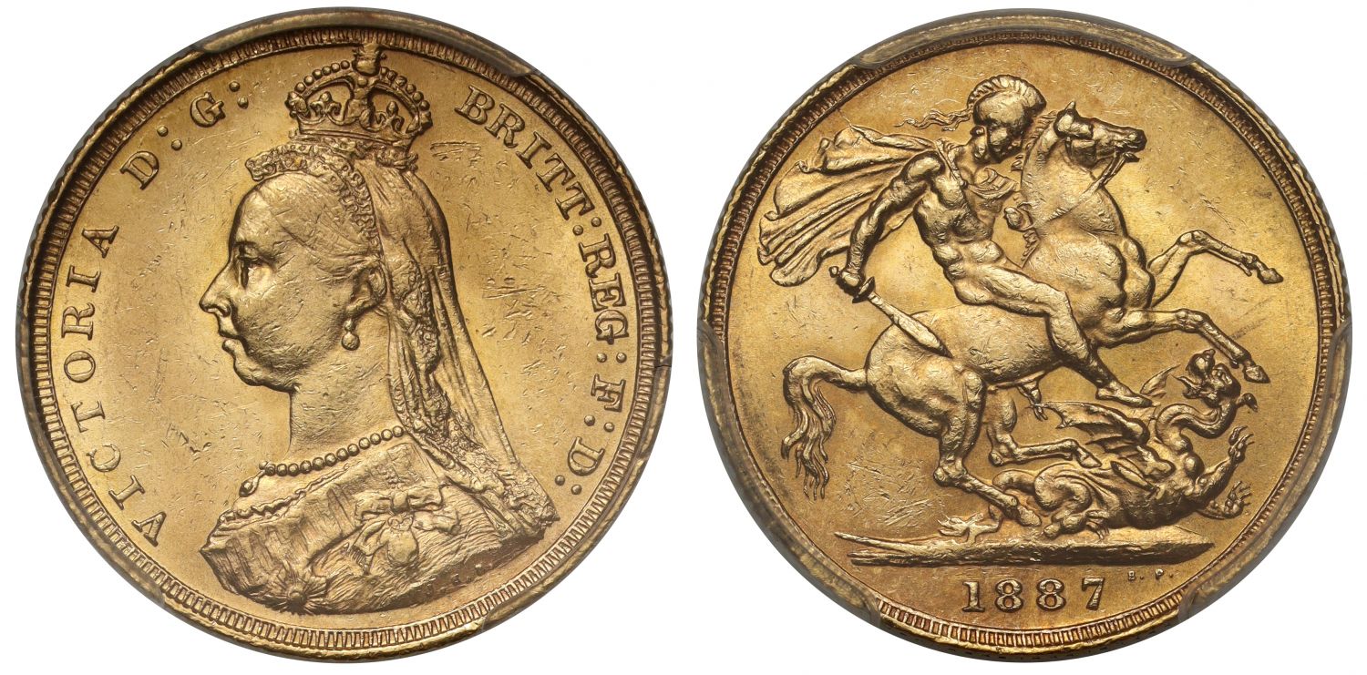 Victoria 1887-S Sovereign Sydney Mint, DISH S4 R4, PCGS MS61