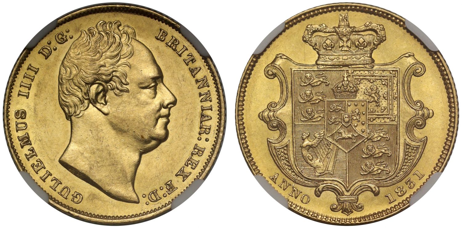 William IV 1831 Sovereign, first year & bust, MS62