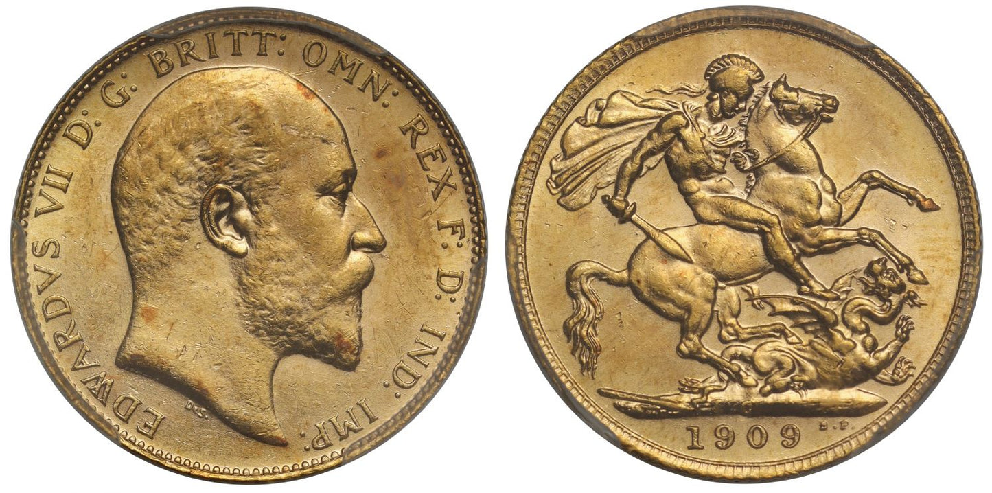 Edward VII 1909-C Sovereign, Ottawa Mint, MS63