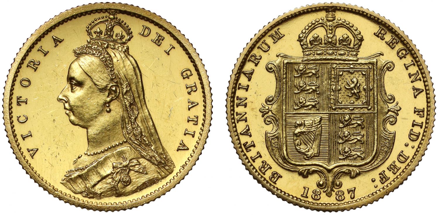 Victoria 1887 proof Half-Sovereign, Golden Jubilee issue