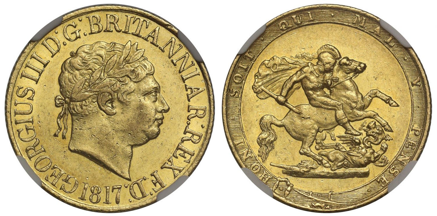 George III 1817 Sovereign AU58, first year for modern sovereign