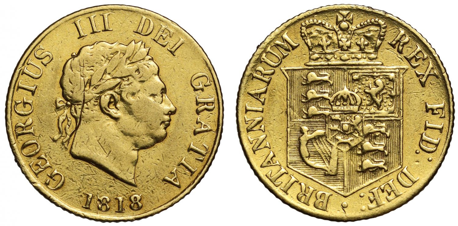 George III 1818 Half-Sovereign, die flawed 8