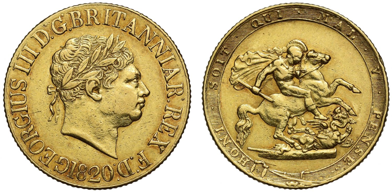 George III 1820 Sovereign, open 2 in date