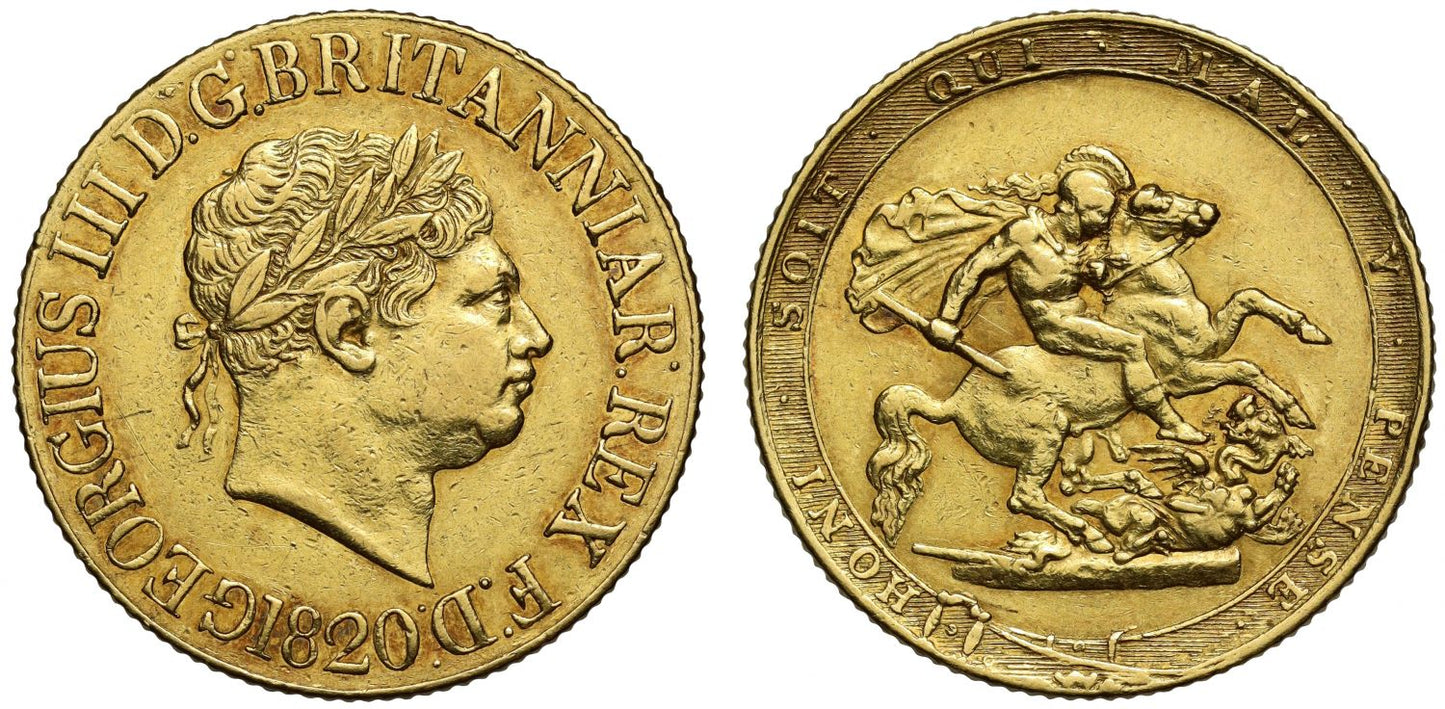 George III 1820 Sovereign, open 2 in date