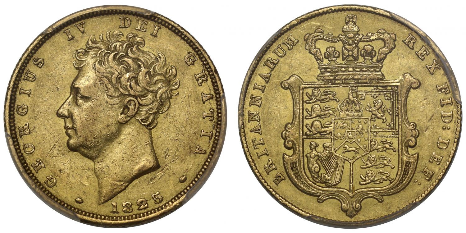 George IV 1825 Sovereign bare head, AU53