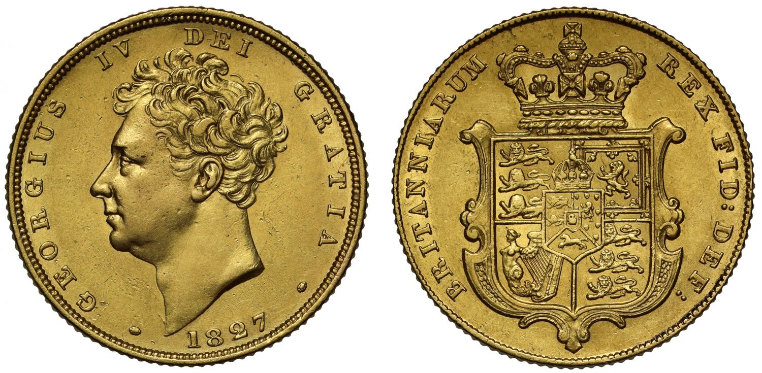 George IV 1827 Sovereign bare head