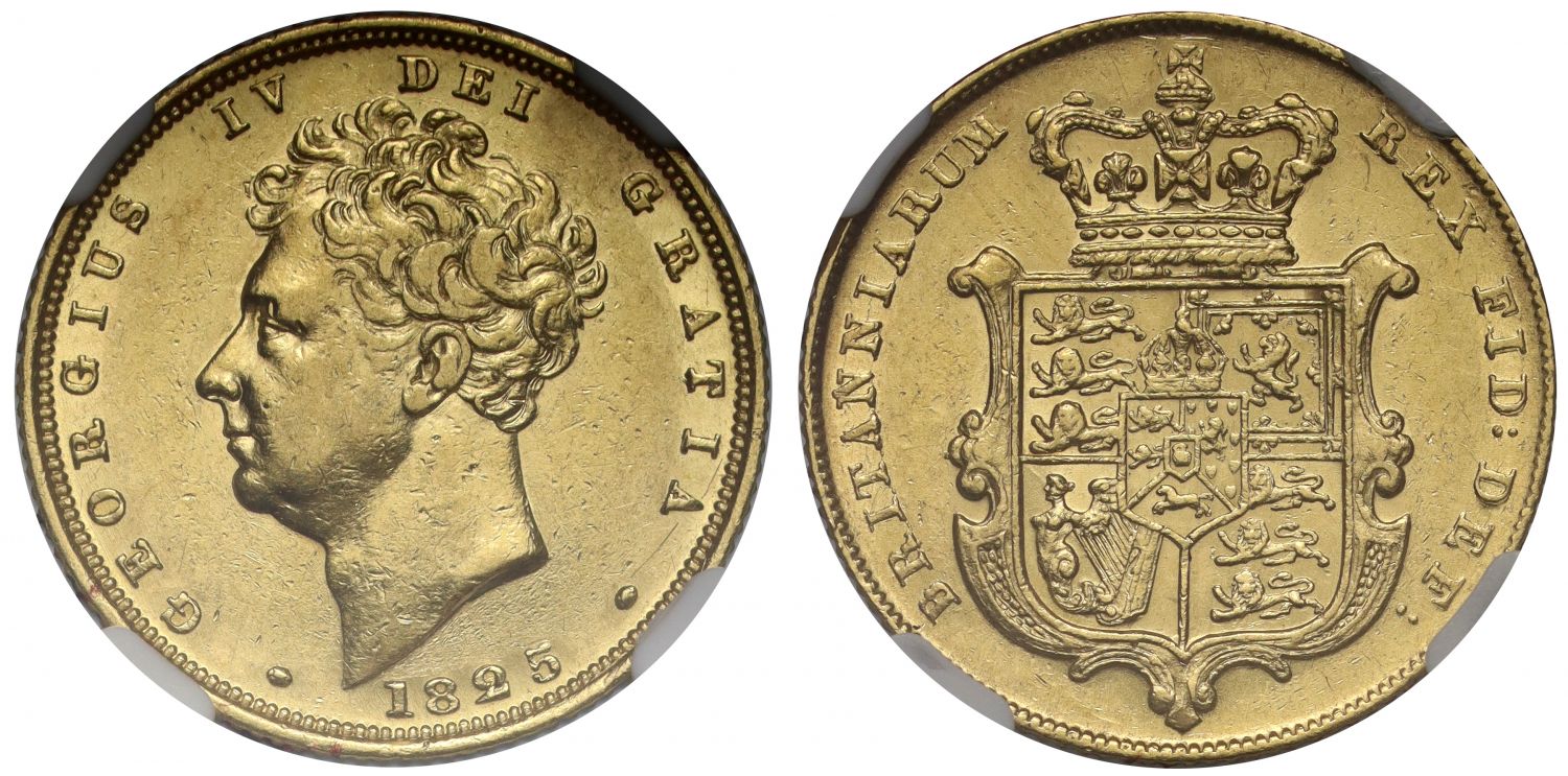George IV 1825 Sovereign bare head AU53