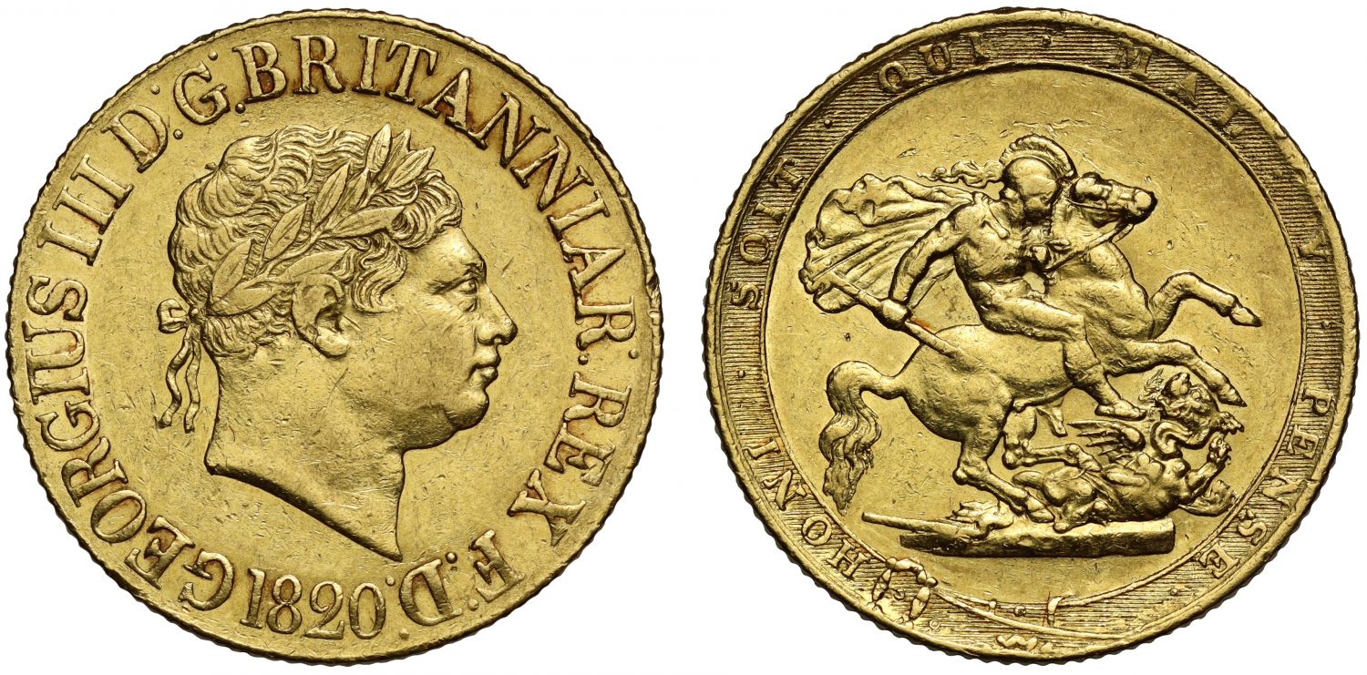 George III 1820 Sovereign, closed 2 in neat date