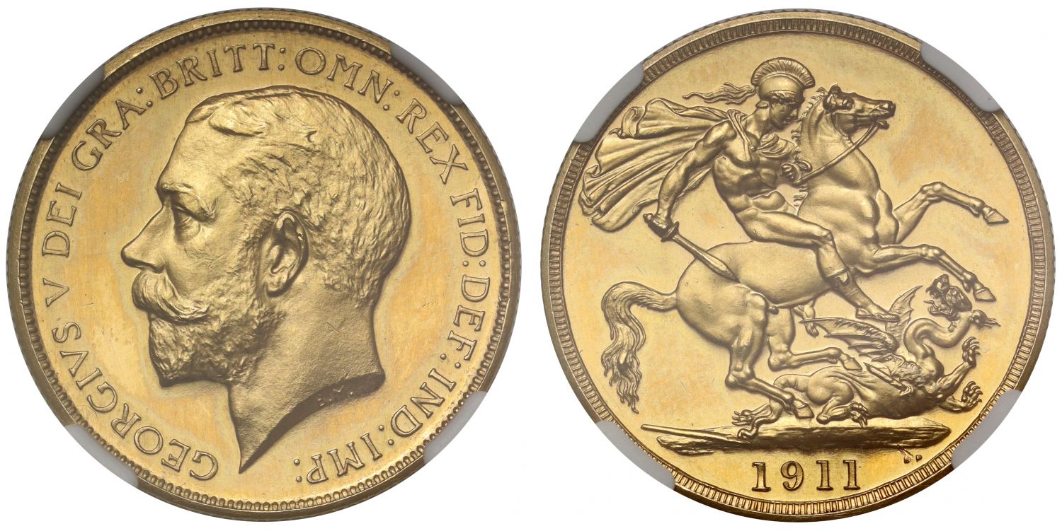 George V 1911 proof Two-Pounds PF63 CAM, Coronation issue