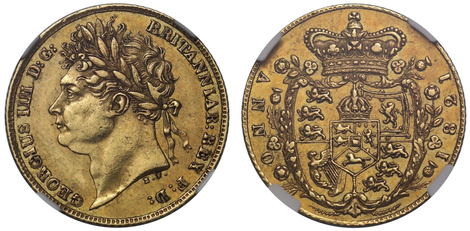 George IV 1821 Half-Sovereign AU55, one year only issue