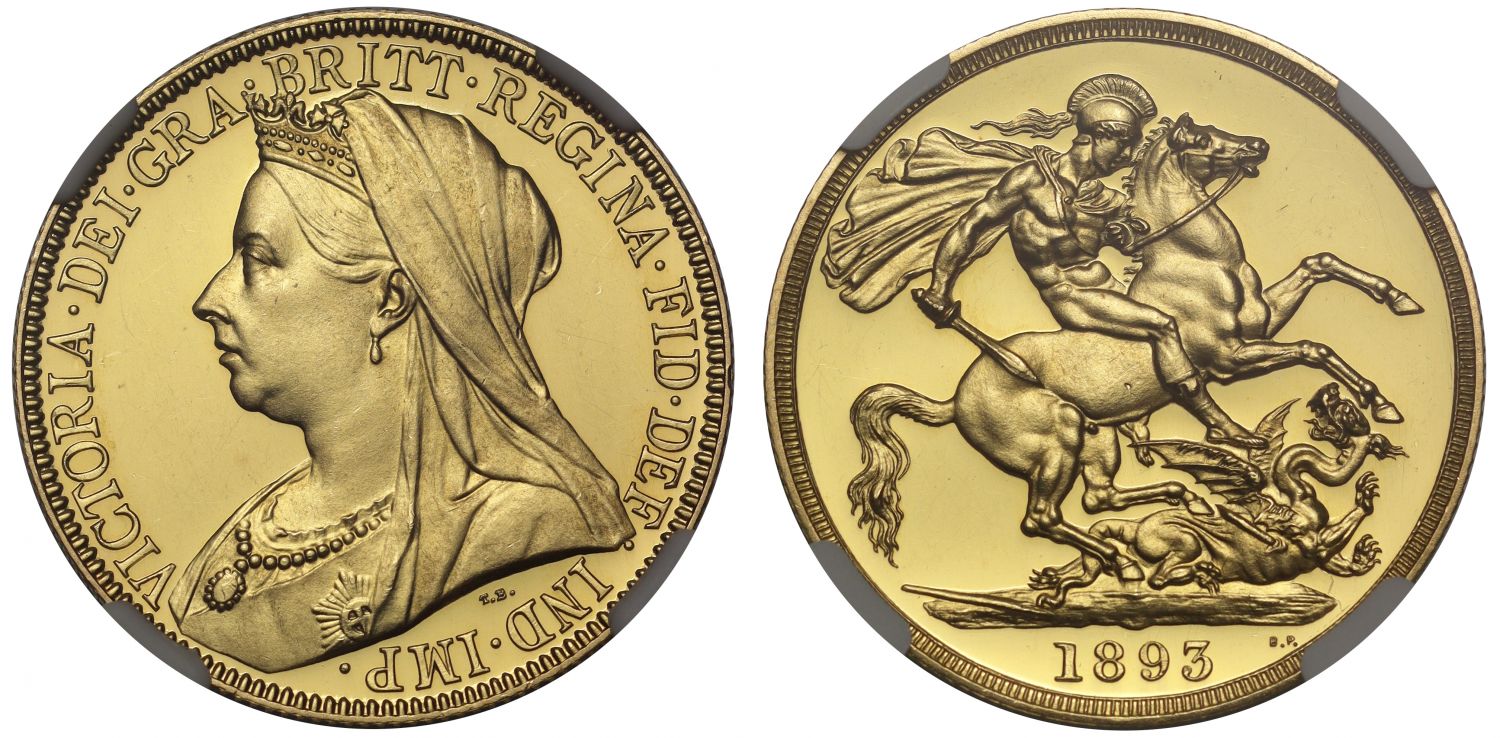 Victoria 1893 proof Two-Pounds PF62 Cameo