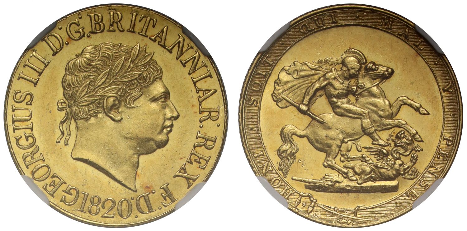 George III 1820 Sovereign with open 2 in date MS62