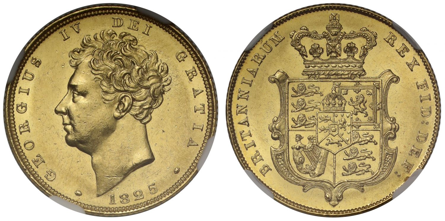 George IV 1825 Sovereign bare head MS62+