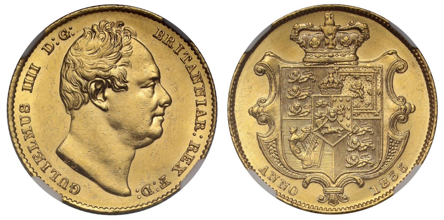 William IV 1835 Sovereign rare date MS62